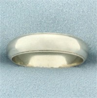 Milgrain Beaded Edge Wedding Band Ring in 14k Whit