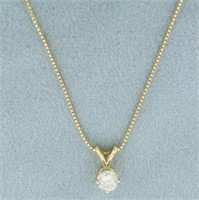 Diamond Solitaire Necklace in 14k Yellow Gold