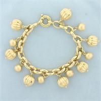 Italian Ball Bead Dangle Bracelet in 18k Yellow Go
