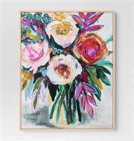 24"x 30" Colorful Floral Framed Canvas Natural $45