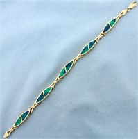 Black Opal Inlay Bracelet in 14k Yellow Gold