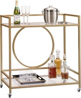 Sauder Int'l Lux Bar Cart  Satin Gold Finish