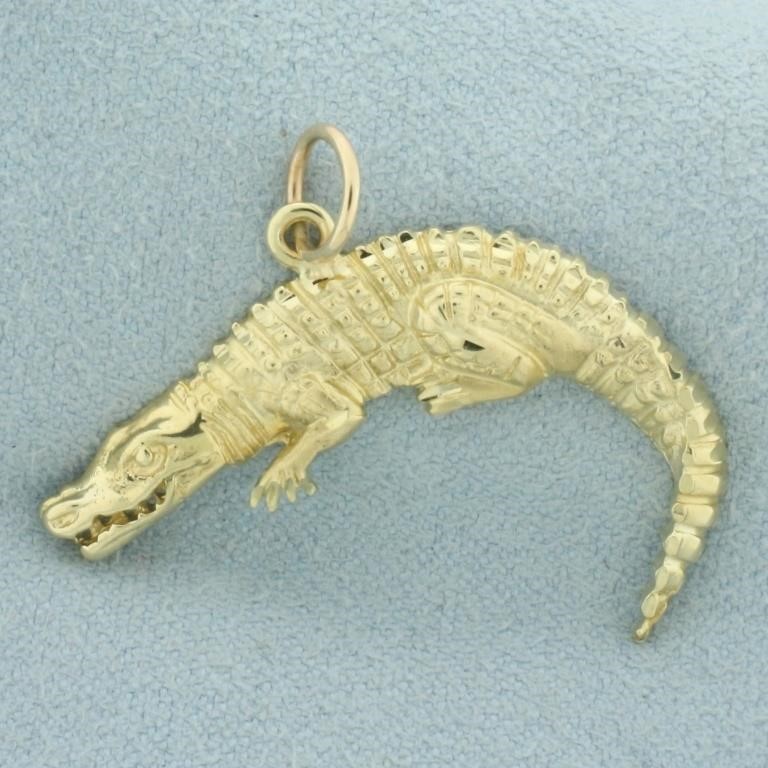Vintage Gator Charm Pendant in 14k Yellow Gold
