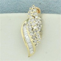 Baguette and Round Diamond Single Earring in 14k Y