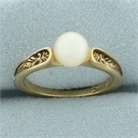 Vintage Cultured Akoya Pearl Ring in 14k Yellow Go