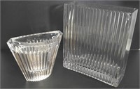 MIKASA CRYSTAL VASE & UNSGND VASE