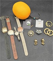 Lot of 12 1950-60's Era Watches/Bracelet/Broach