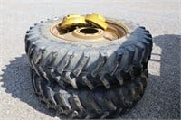 SET OF FIRESTONE 480/80R42 AXLE DUALS WITH HUBS