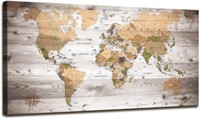 MAP OF THE WORLD CANVAS DECORATION (20"x40")