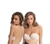 38C Strapless Backless Bra with Clear Straps