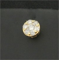 Pave Set Diamond Single Stud Earring in 10k Yellow