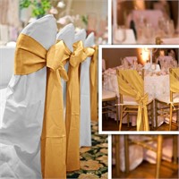 LOT OF 30 - Gold Satin Chair Sashes - ALL 1 MONEY