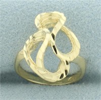 Diamond Cut Abstract Design 3-D Ring in 14k Yellow