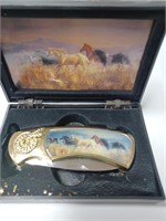 Horse Scene Pocket Knife in Case