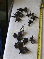 pair of bronzed vine / maple leaf wall decorations