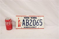 New York Ambulance License Plate