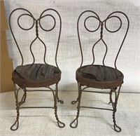 2) Antique Vintage Wrought Iton Childs Chairs 22”