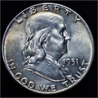 1951 Franklin Half Dollar - Rim Toned Uncirculated
