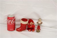 Vintage Elf, Boot, & Caroler