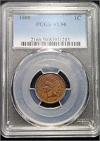 1888 Indian Head Cent - PCGS AU50 Stunner