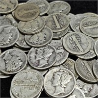 Roll of 50 Mercury Dimes - Mixed Date