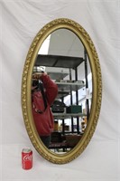 Oval Gold Frame Mirror ~ 35.5" x 19.5"