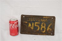 1954 Pennsylvania License Plate