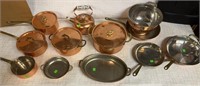 12) Copper/Brass Pan Set