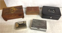Wooden & Metal Jewlery/Trinket Boxes: Vintage
