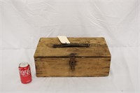 18" Primitive Wooden Box w/ Hinged Lid