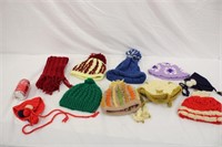 Vintage Crocheted Hats & Scarf