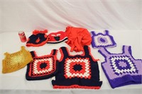 Vintage Crochet Child's Size Vest & Hats w/ Bonnet