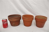3 Terra Cotta Flower Pots, Used