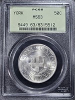 1936 York Commemorative Half Dollar - PCGS MS63