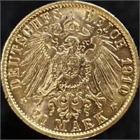 1910-A Gold Germany 20 Mark - .2305 oz AGW