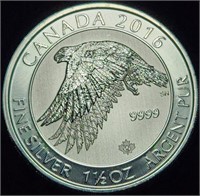 2016 Canada - $8 1.5 OZ. Silver Falcon .9999 Ag BU