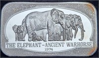 1974 Elephant Warhorse 1 OZT Vintage Silver Bar