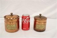 2 Vintage Copper Coated Canisters