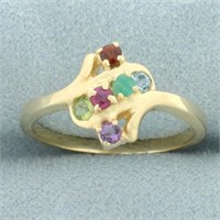 Rainbow Gemstone Ring in 10k Yellow Gold