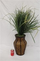 35" Wicker Vase w/ Green Foliage #1