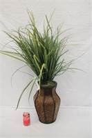 35" Wicker Vase w/ Green Foliage #2