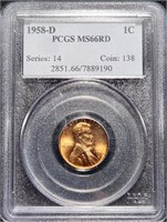 1958-D Lincoln Cent - PCGS MS66 RED GEM