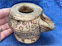 Rare Ant. carved Ghazni Islamic Alabaster oil lamp