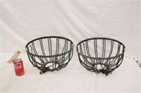 Pair of 14" Round Metal & Wire Hanging Baskets