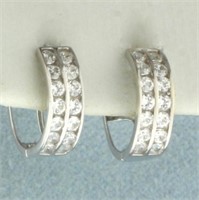 CZ Huggie Hoop Earrings in 14k White Gold