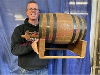 Vtg 5-gal Barrel w/ wood stand & spigot