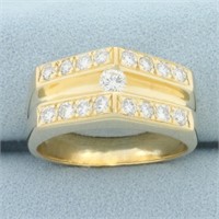 Floating and Pave Set Diamond Ring in 14k Yellow G