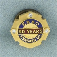 Vintage Esso Standard Oil 40 Years Diamond Pin in