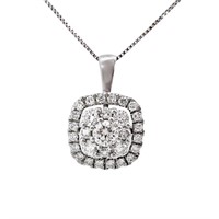 1 Carat Diamond Pendant Necklace 14k White Gold