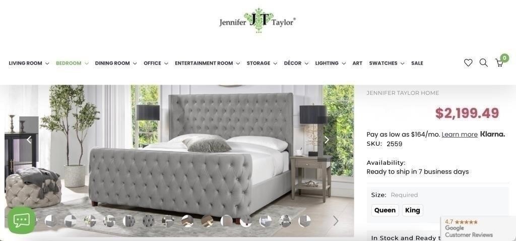 Gray Tufted Queen Bed by Jennifer Taylor